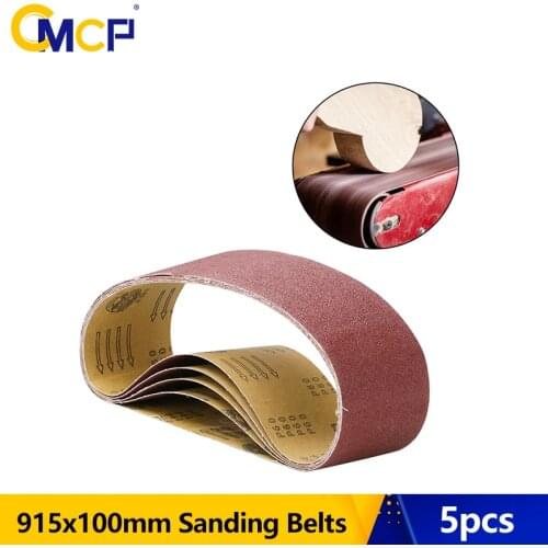 CMCP 5pcs Sanding Belts 915x100mm 40-400 Grit Abrasive Sanding Belts for Wood Soft Metal Grinding Polishing Tool