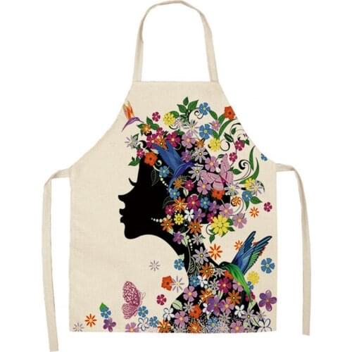 Kitchen Apron 3D Cartoon Butterfly Fairy PrintChef Apron Colorful Flax Water-proof Cooking Apron Baking Accessories for Women