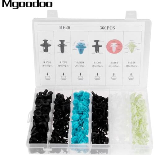Mgoodoo 360PCS Mixed Clips Auto Plastic Fasteners Car Door Panel Decorative Fastener Fender Fixed Clamp Interior Accessories