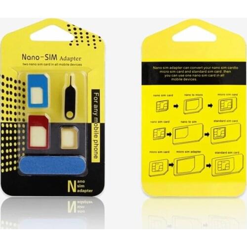 5in1 Nano Micro Standard Sim Card Adapter Kit Converter Tray Open Needle For iPhone 5S 7 Plus 6S 11 Pro Max X XR Xiaomi Redmi 3s