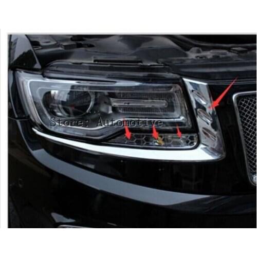 2014 2015 for JEEP Grand Cherokee Chrome Head Light Lamp Eyelid Covers Trim 8pcs