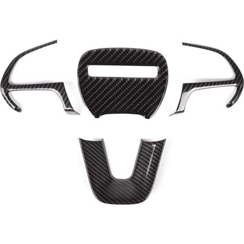 Steering Wheel Cover Trim for 2015-2021 Dodge Challenger Charger Accessories Carbon Fiber Steering Wheel Decor Sticker