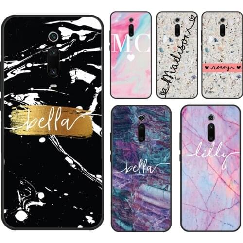 PERSONALISED SWIRL MARBLE NAME INITIALS Case For Xiaomi POCO X3 NFC F2 Pro F1 Coque For Mi 9T 10 Pro Mi A3 Mi Note 10 Lite