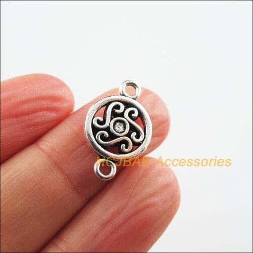 20Pcs New Round Flower Charms Cloud Connectors Tibetan Silver Color 12x19mm
