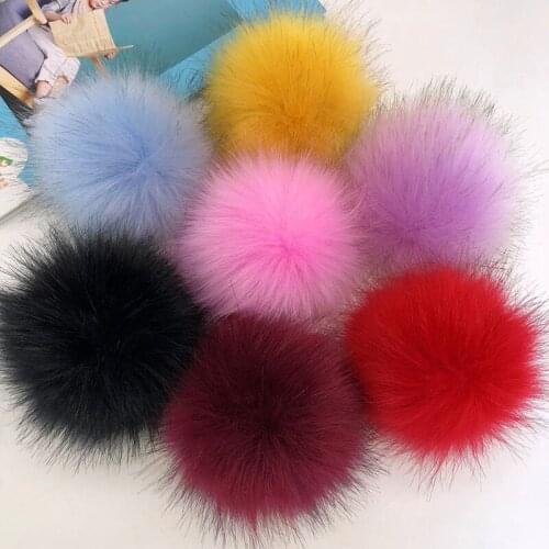 Super Big 12cm Imitation Foxes Fur Pompom For Women Hat Fake Hair Ball Pom Poms For DIY Knitted Hat Cap Accessories