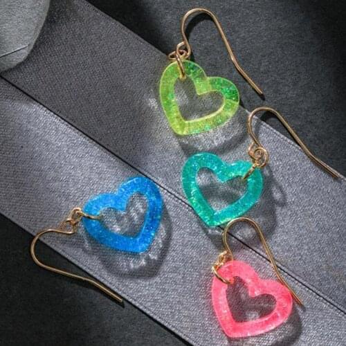 Clear Resin Heart Earring Pink Blue Acrylic Big drop Earring S925 Needle Western Hyperbole 2021 New Design Jewelry Wholesale