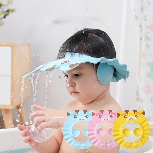 Baby Shower Cap Adjustable Hair Wash Hat for Newborn Infant Ear Protection Safe Children Kids Shampoo Shield Bath Head Cover