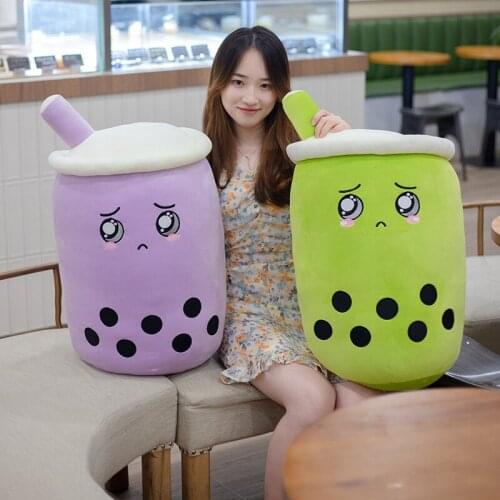 Pink Strawberry Bo Ba Milk Tea Cup Plushie Toy Stuffed Fruit Lemon Apple Pearl babo milk tea Hug Pillow for Kids Birthday Xmas