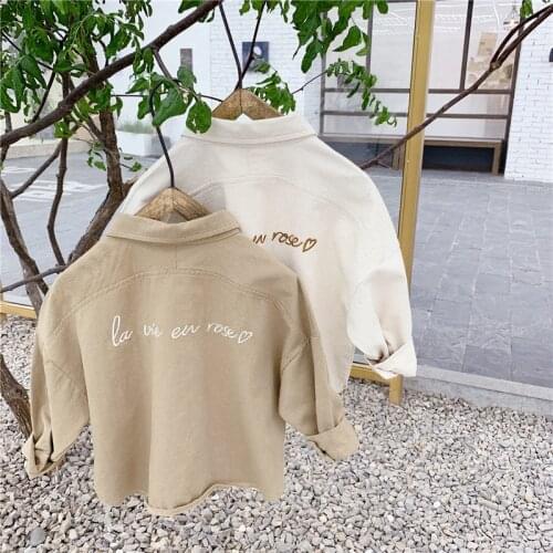 5252 Girls' Korean Autumn Embroidered Shirt Long Sleeve Baby Girl Shirt Cotton Boys Casual Tops 1-7 Years Kids Blouse Outfits