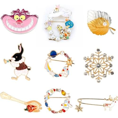 Lovely Cat Mr.Rabbit Brooch enamel pin Metal Brooches for Women Men Cloth Shirt Pins