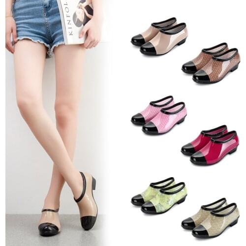 Women Rain Boots Fashion Rain Shoes Platform Rainboots Color Matching Ankle Boots Waterproof Non-slip Kitchen Womens Shoes