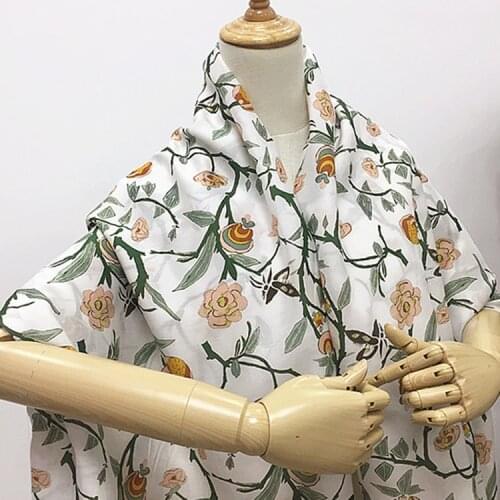 Silk and cotton blended fabric floral print natural thin sheer for summer girl dress,SCT761