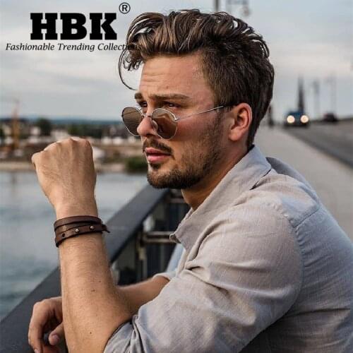 HBK Polarized Small Round Sunglasses Retro Steampunk Sun Glasses Women Men Fashion Ultralight Eyewear Pink Mirror Shades UV400