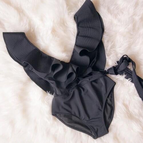 STARK 2020 black Solid swimwear women monokini Deep v push up one piece swimsuit with skirt Halter sexy bikini 2019 new bathers