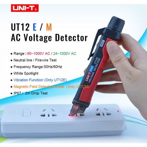 UNI-T 24/90V-1000V AC Voltage Indicator Detector Non Contact Socket Wall Volt Current Electric Sensor Test Pen UT12E UT12M