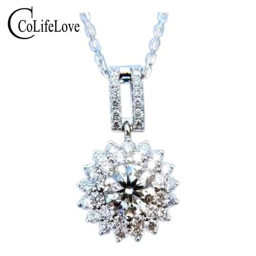 CoLife Jewelry Dazzling Moissanite Silver Pendant for Wedding 1ct F Color Moissanite Necklace Pendant 925 Silver Gem Pendant