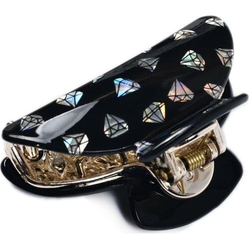 2pcs/Lot 6.5cm Girls Crab Hair Claws Clips Acrylic Sequined Diamond Print Hair Accessories For Women Hairpins Headwear 19010