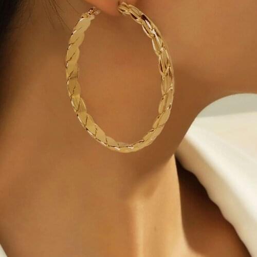 2021 Fashion Jewelry New Trend 18K Gold Stainless Steel Round Circle Hoop Earrings Unusual Vintage Korean Earrings For Women