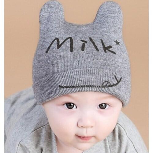 Infant Children Letters Cartoon Cat Ears Beanie Baby Hat Cap newborn photography props Winter Clothes Kids Boys Girls