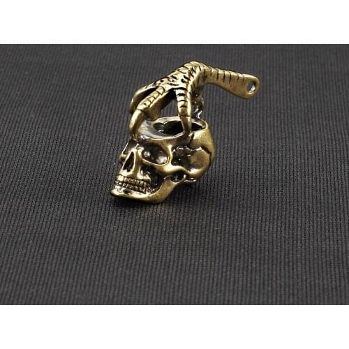1pcs Keyring Accessories Skull Brass Knife Beads Pendant Copper Bird Claw Paracord Beads Camping