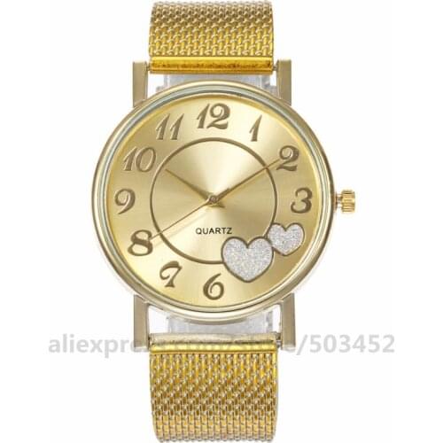 100pcs/lot No Logo Double Heart Design PVC Belt Quartz Watch Cute Gold Silver Watches For Lover Factory Price Clock