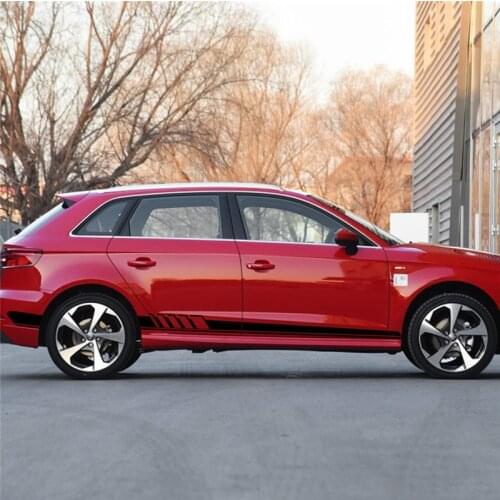 2Pcs Racing Car Door Both Side TOP KK Stripes Skirt Stickers Body Vinyl Decal Graphic Cover Scratches All Truck Auto Accessories