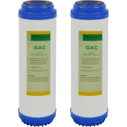 2 Pack of Granular Activated Carbon 10-inch GAC Water Filter Replacement for Under Sink and Reverse Osmosis System