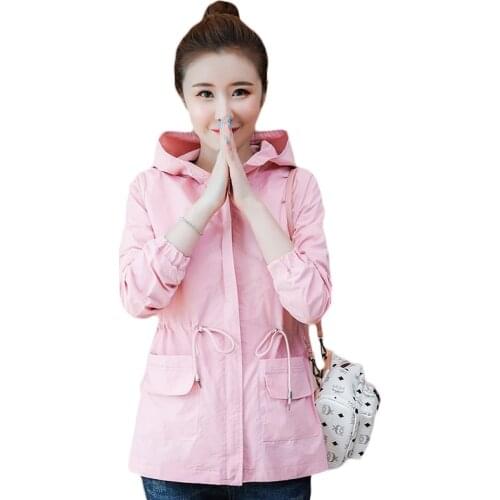 2020 Spring Autumn Women Coat Casual Basic Jacket Pocket Zipper Hooded Windbreaker Famale Loose Jacket Coat Tops Plus Size P555