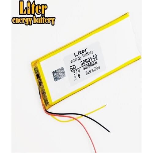3line 3.7V,4000mAH,3060140 polymer lithium ion / Li-ion battery for tablet pc,power bank,cell phone,speaker