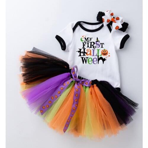 Newborn Baby Girls Clothes Sets 3pcs Princess Romper Bow Lace Tutu Skirts + Headband Birthday Halloween Party Dress For Infant