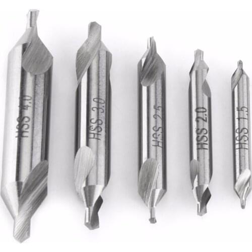 5pcs HSS Combined Center Drills Countersinks 60 Degree Angle Bit Set Tool 1.5mm 2mm 2.5mm 3mm 4mm Drill Bit set Lathe Machine