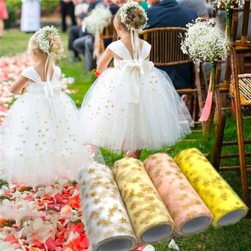 6inch 10Y Tule Roll Organza Star Foil Chair Sash Bow Spool Tutu Skirt Ribbon Baby Beide Shower Birthday Party Decor
