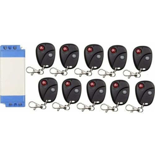AC 220V 110V 85V 1CH RF Wireless Remote Control Switch System,315/433.92MHZ 10*Transmitter And 1*Receiver,Latched (A-ON,B-OFF)