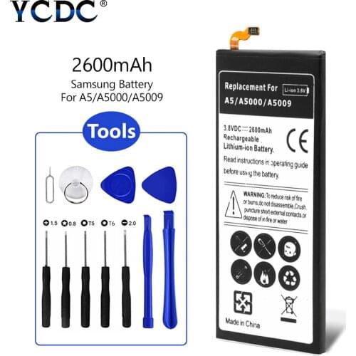 3.8V 2600mah Mobile Phone Battery For Samsung Galaxy A5 A5000 A5009 A500F A500FU A500H + Tools SM-A500 SM-A5009 SM-A500F