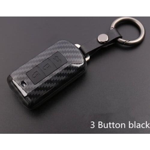 Carbon Fiber Silicone Car Keys Accessories Key Cover For Mitsubishi Lancer 10 Pajero Sport L200 Asx Rvr Outlander