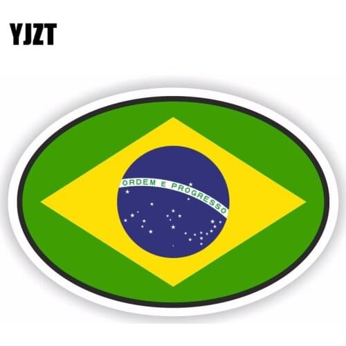YJZT 12.6CM*7.7CM Car Accessories Brazil Flag Decal Reflective Bike Car Sticker 6-1570