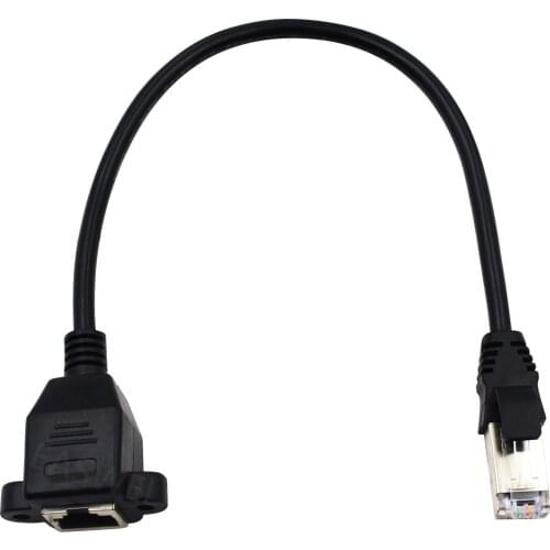 Cat 6e RJ45 Ethernet Extension Cable Male to Female Shielded Screw Panel 0.3m