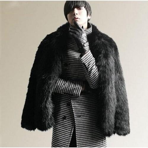 Black faux mink fur leather jacket mens warm fur leather coat men loose jackets winter autumn thicken fashion