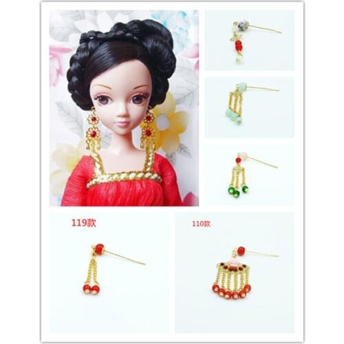 For 30cm chinese kurhn doll Traditional Earrings head decoration doll Necklace DIY Earrings Ornament Toy Jewelry