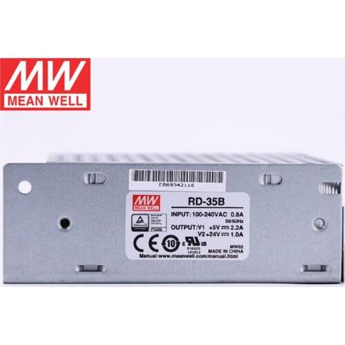 MEAN WELL RD-35B 35W Dual Switching Power Supply 110V/220V AC to 5V 24V DC 2.2A 1A Power Unit 5G Viberation Full Protection