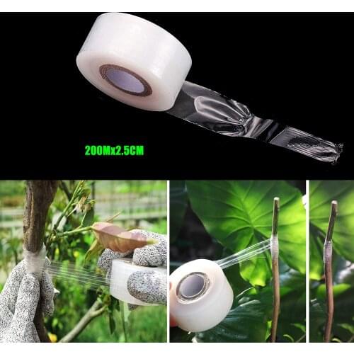 200M*2.5cm Nursery Grafting Tape Roll Stretchable Self-adhesive Degradable White