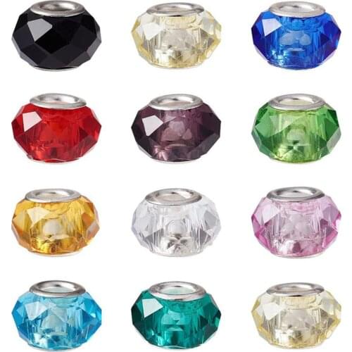 20PCS Lot 5MM Big Hole Loose Cut Faceted Murano Glass Beads Charm Fit For European Pandora Bracelet DIY Jewelry Making