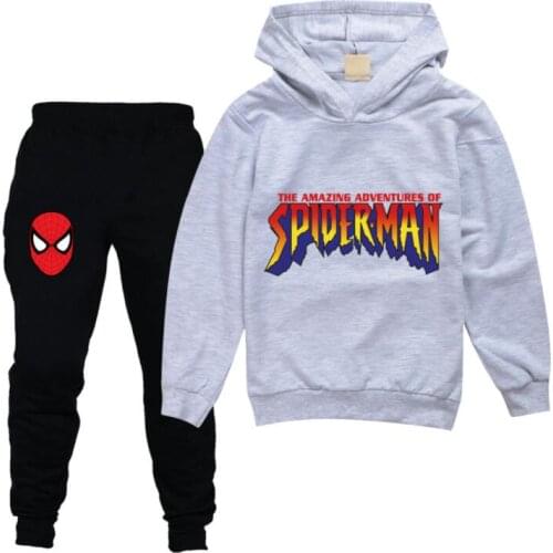 Kids Sport Clothing Sets Boys Tracksuit Autumn Spiderman Children Tops Pants 2Pcs Kit Outfit Teenager Boys Cartoon Tracksuit