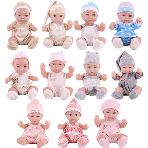 New Bebe Reborn Baby Dolls 11Inch Soft Silicone Finished Dolls Lifelike Matched DIY Grey Jumpsuit Doll Clothes For Toddler Girls