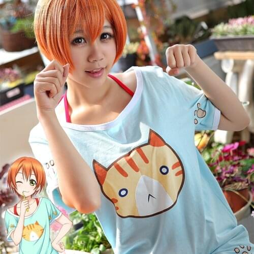 LOVE LIVE! lovelive! Rin Hoshizora cat cosplay T-shirts Summer Nico Yazawa Anime short-sleeved Tee Tshirt Top