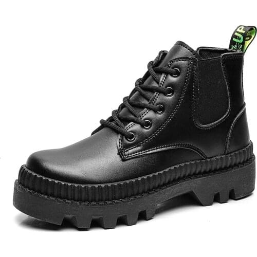 Boots Mens Non-slip Waterproof 2021 Winter Mens Shoes High-top Tooling Platform Short Boots British All-match Army Boots Men
