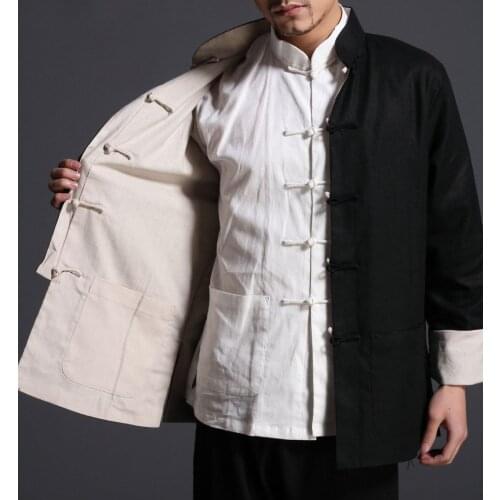 2pcs/set 4color Male cotton&linen Martial arts Tang suits wing chun uniformtai chi kung fu clothing reversible jacket black/blue