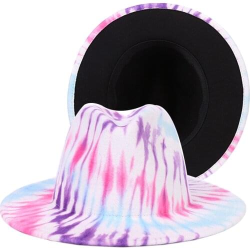 Tie-dyed shallow fedora hat landscape new color stage performance jazz hat outdoor party fashion wholesale кепка мужская