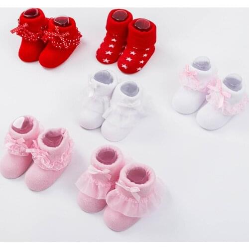 Lace Baby Socks Bow princess Socks Toddlers Combed Cotton Ankle Socks Baby Girls Bowknots Socks newborn Baby Girl Socks