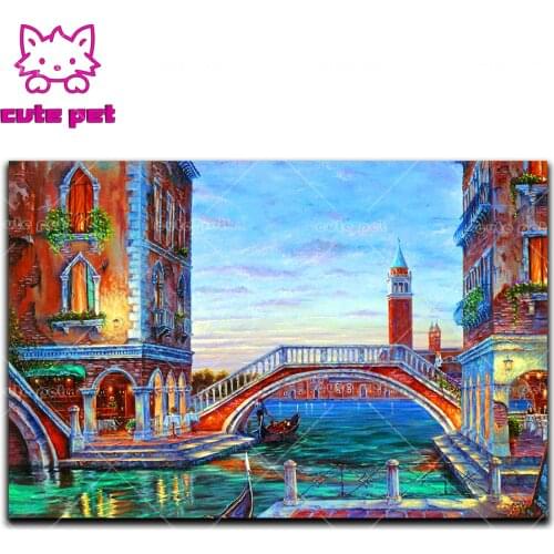 New 5D square Round diamond painting Venice Water City Bridge diy diamond painting embroidery CrossStitch Home Decor mosaic gift
